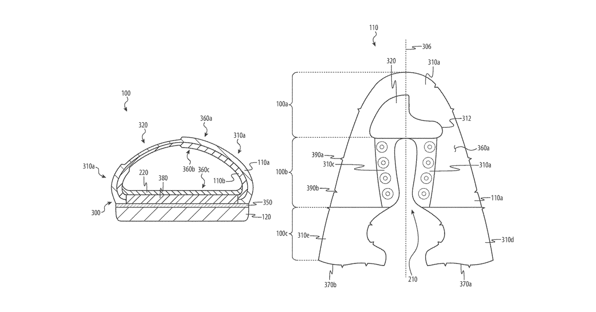 Patent drawing for Shoe with knit upper portion