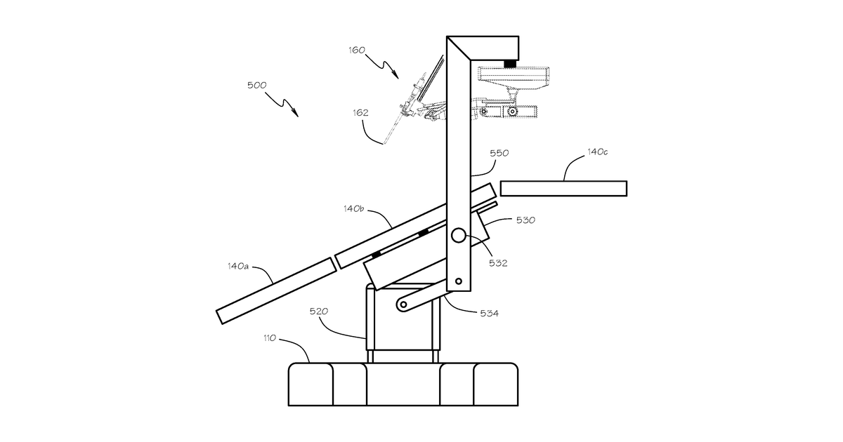 Patent drawing for Robotic surgical system with patient support