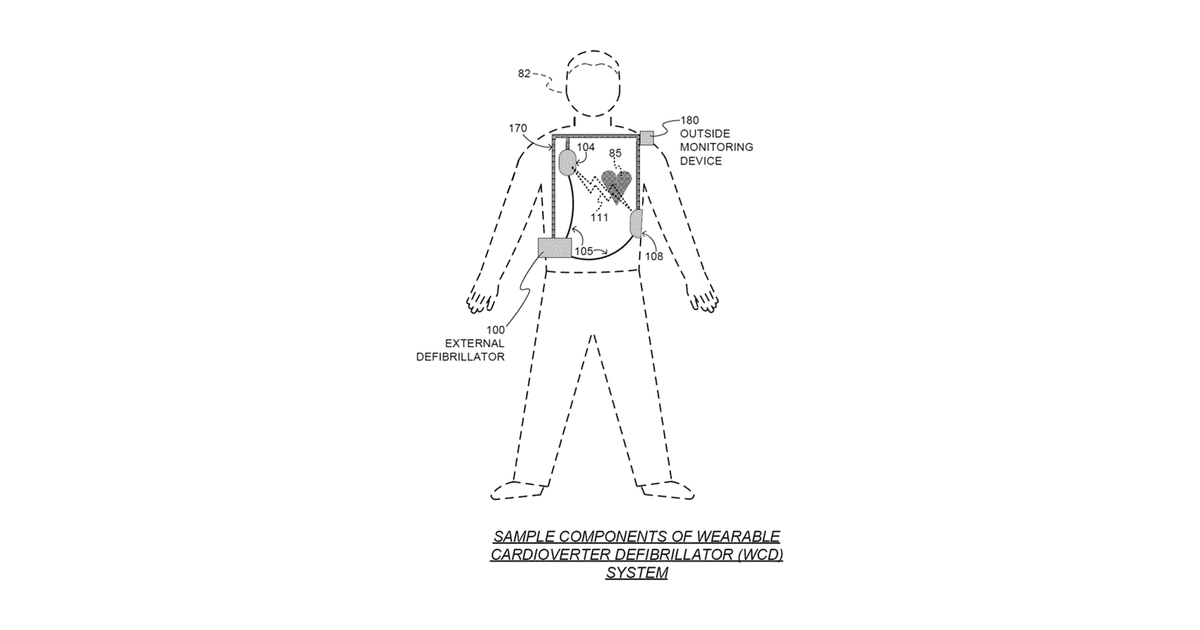 Patent drawing for Wearable cardioverter defibrillator with AI-based features