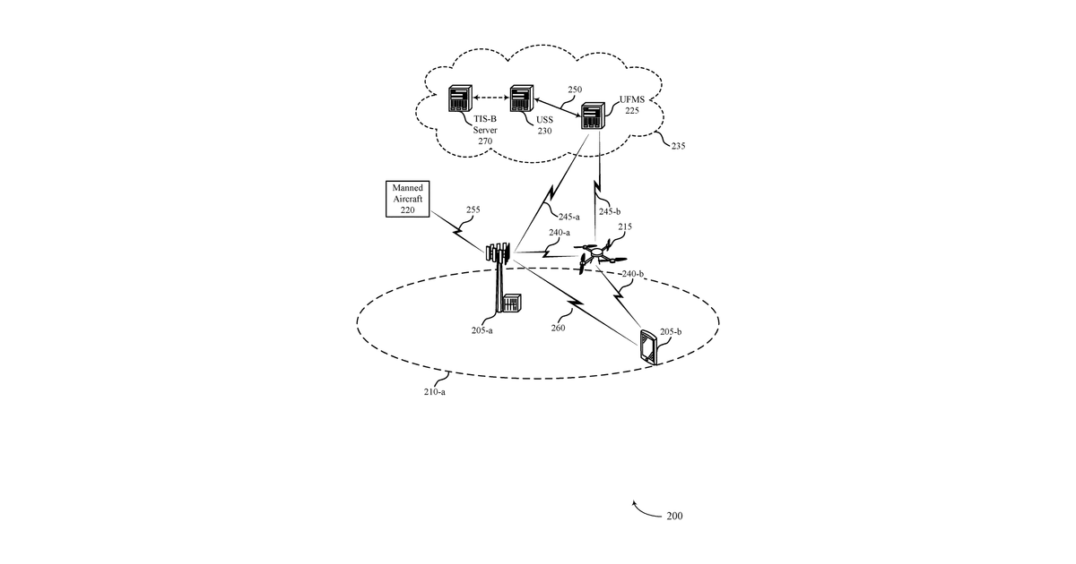 Patent drawing for Techniques for broadcasting flight information for unmanned aerial vehicles