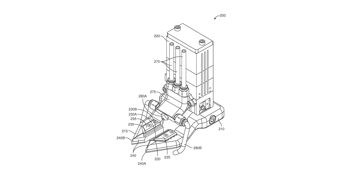 Patent drawing for System and method for automatically gripping and cutting fruits and plants