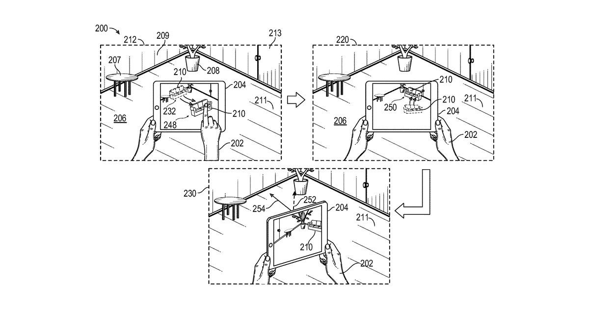 Patent drawing for Systems and methods for real-time object placement in augmented reality experience