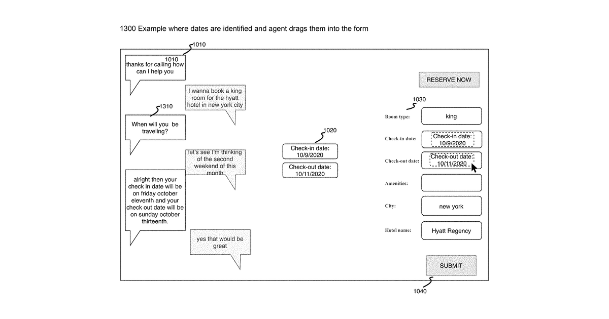 Patent drawing for Intelligent agent assistant for natural language understanding in a customer service system