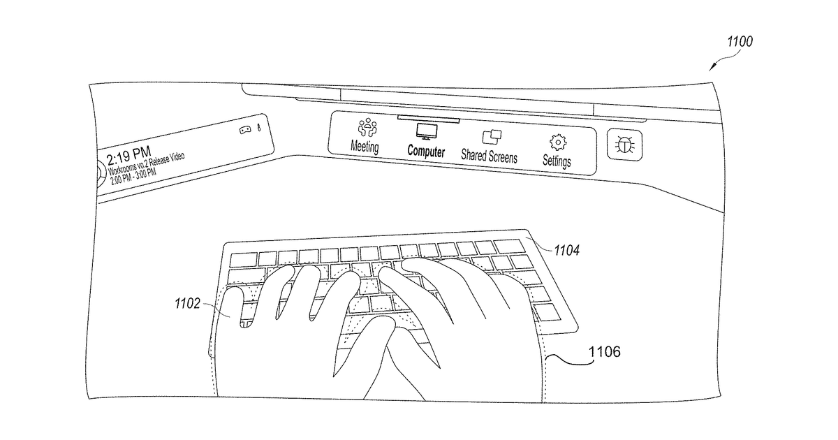 Patent drawing for Artificial reality collaborative working environments