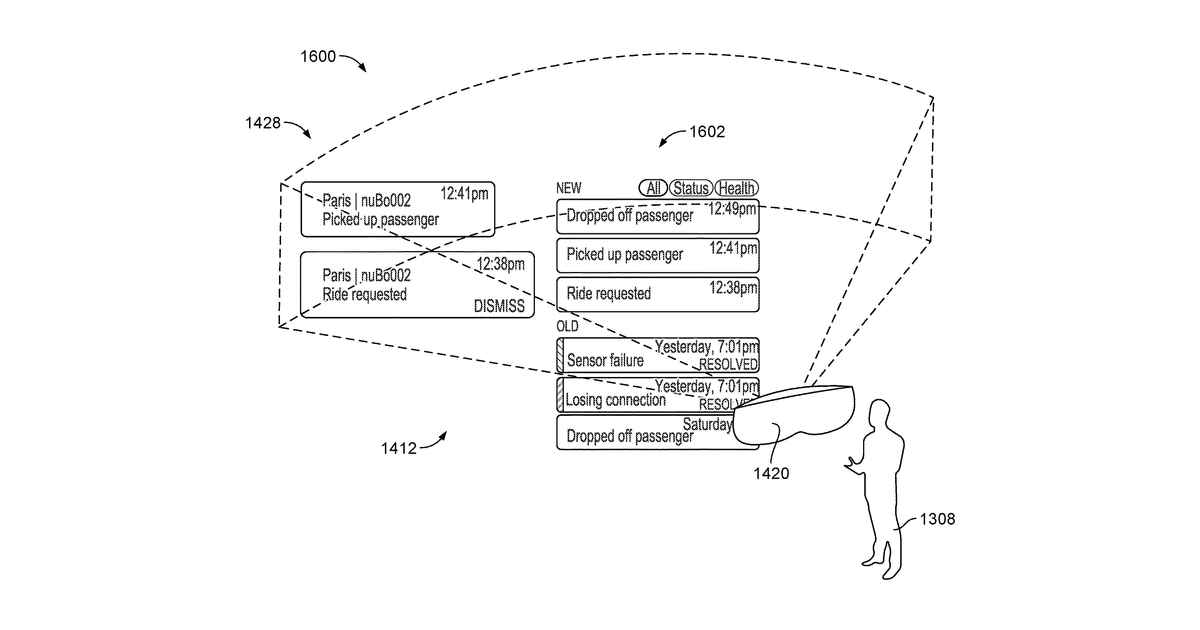 Patent drawing for Augmented reality enabled autonomous vehicle command center