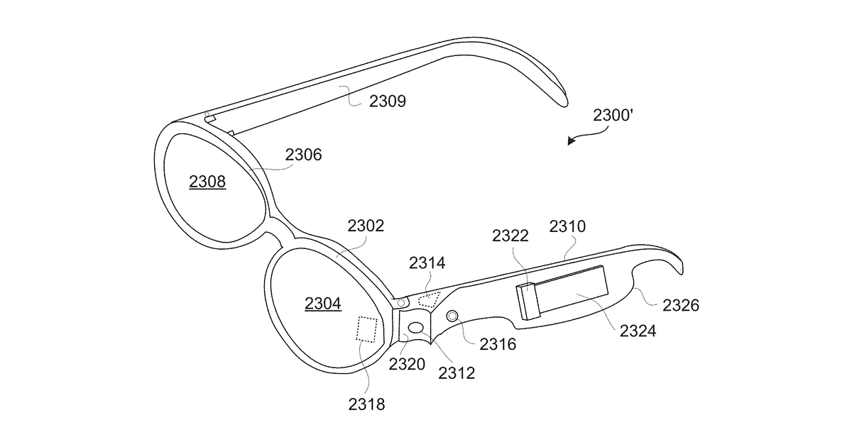 Patent drawing for Eyewear with connection region