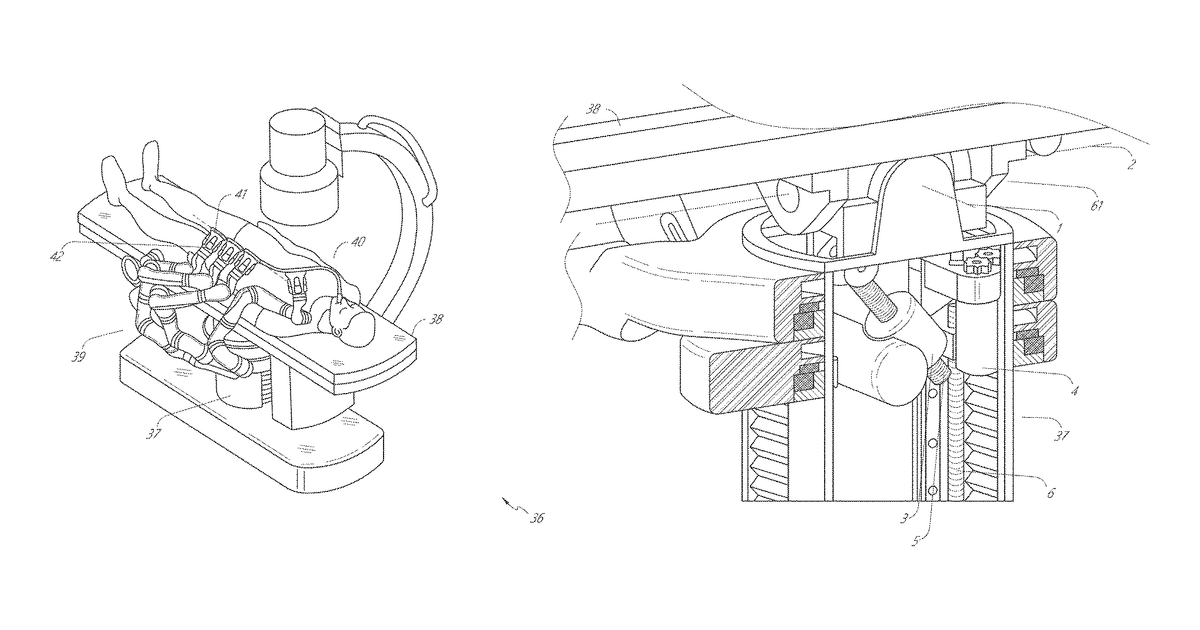 Patent drawing for Tilt mechanisms for medical systems and applications