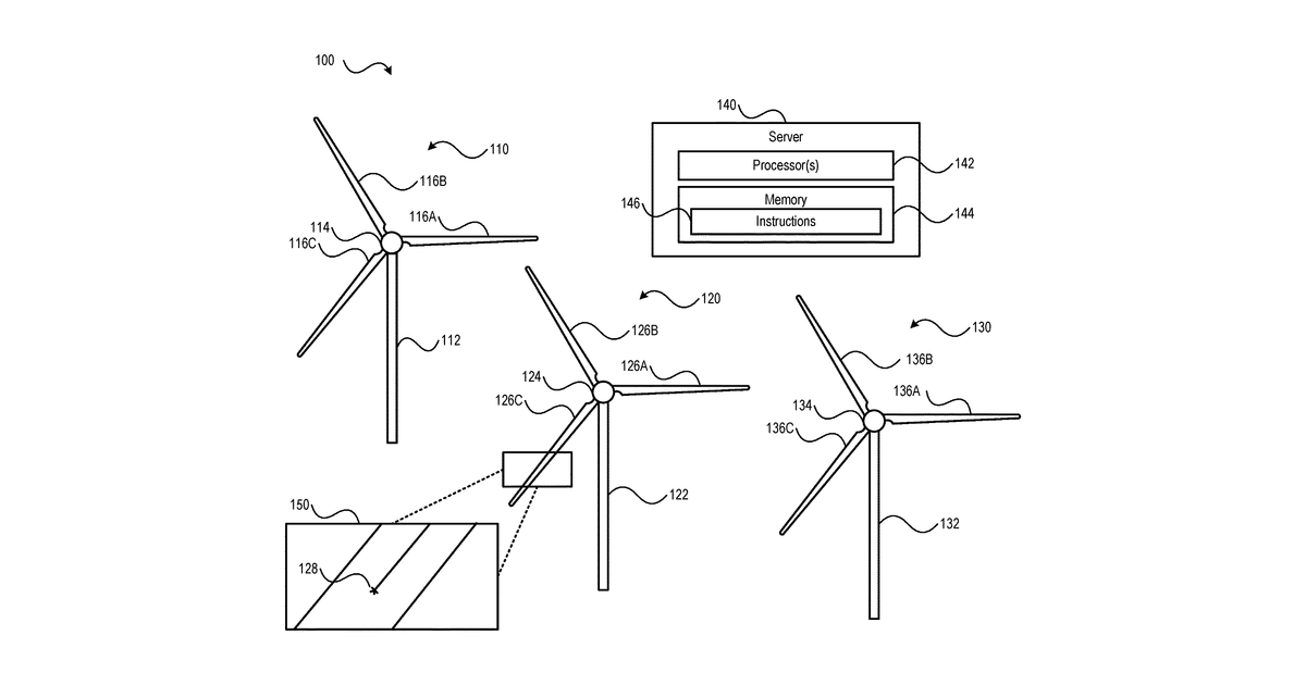 Patent drawing for Wind turbine blade monitoring systems