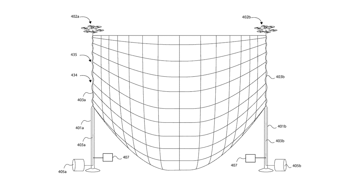 Patent drawing for Anchored aerial countermeasures for rapid deployment and neutralizing of target aerial vehicles