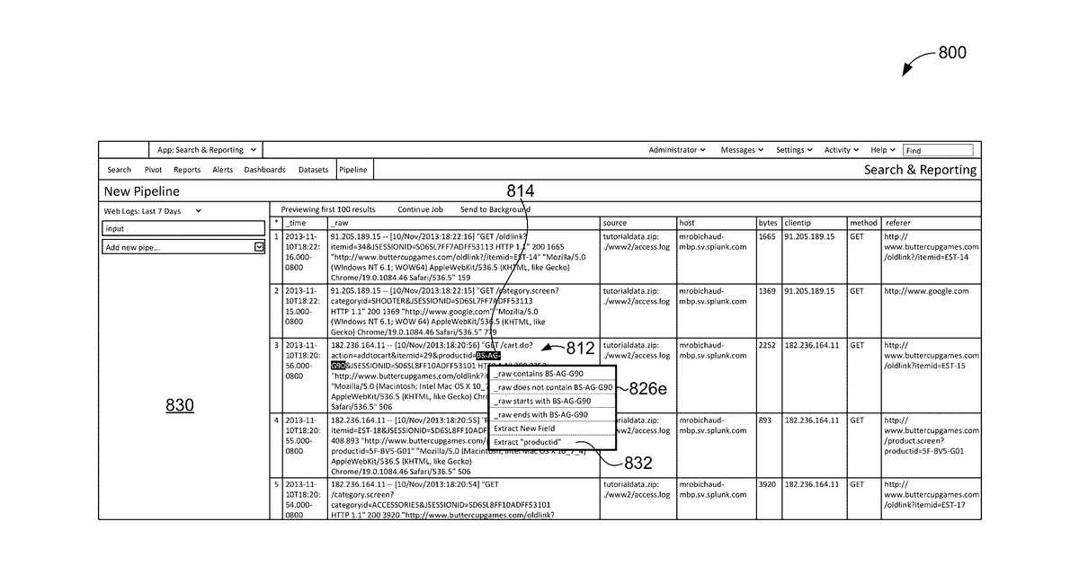 Patent drawing for Extraction rule determination based on user-selected text