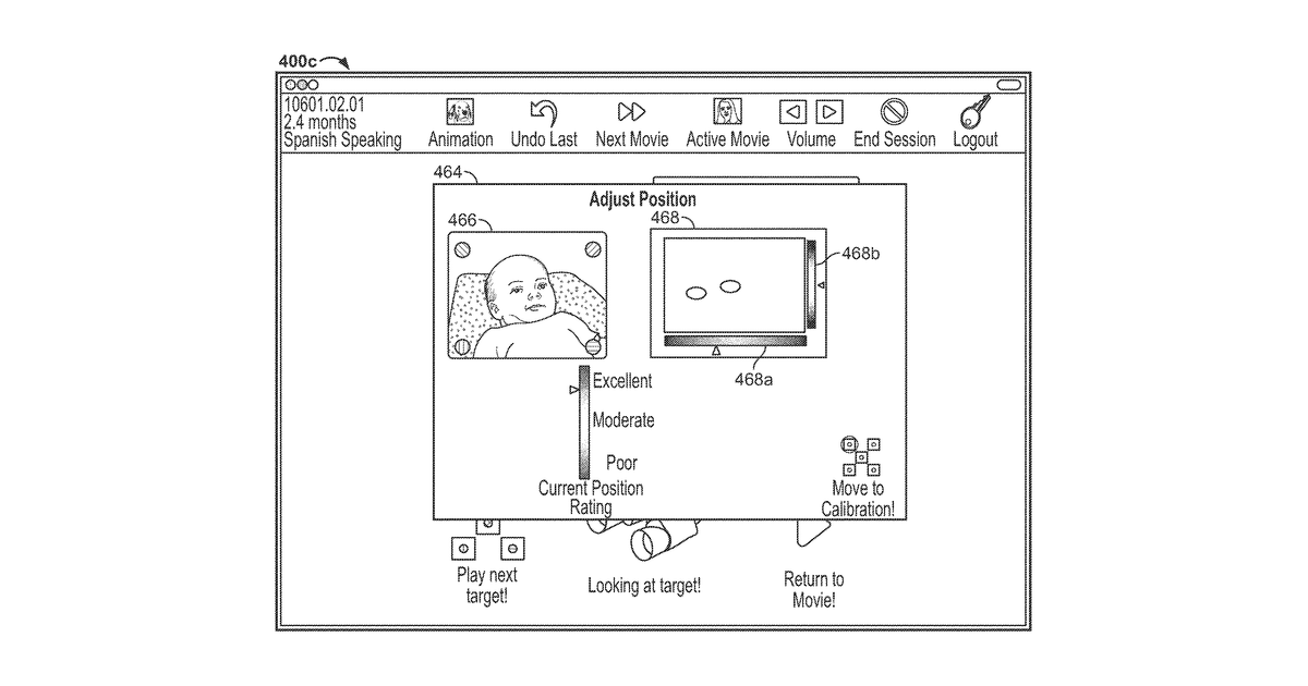 Patent drawing for Systems and methods for assessing infant and child development via eye tracking
