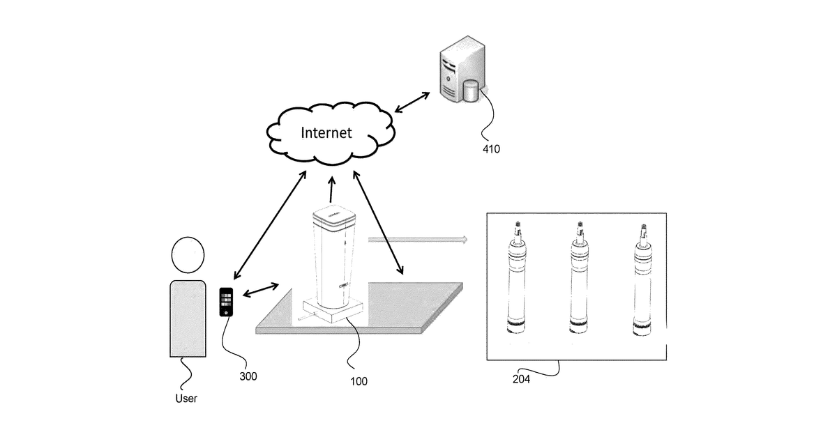 Patent drawing for Smart compartment system for cosmetic dispensing device