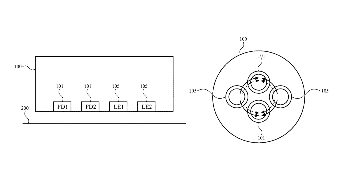 Patent drawing for Motion and gesture input from a wearable device