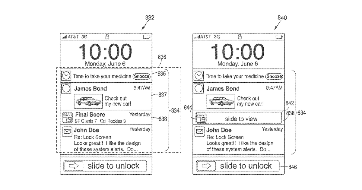 Patent drawing for Systems and methods for displaying notifications received from multiple applications