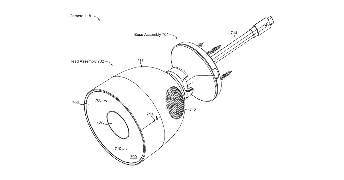 Patent drawing for Camera assembly with concave-shaped front face