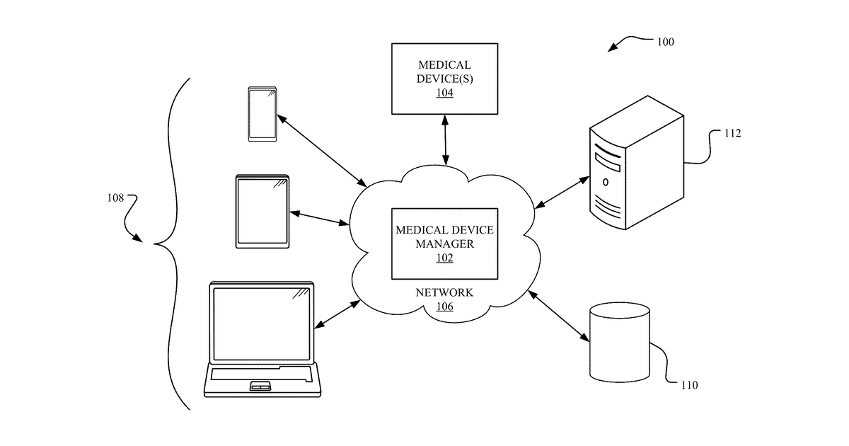 Patent drawing for Systems and methods for managing patient medical devices