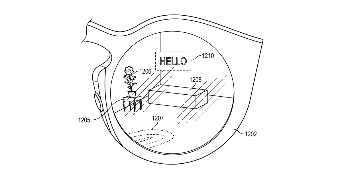 Patent drawing for Augmented reality experiences using speech and text captions