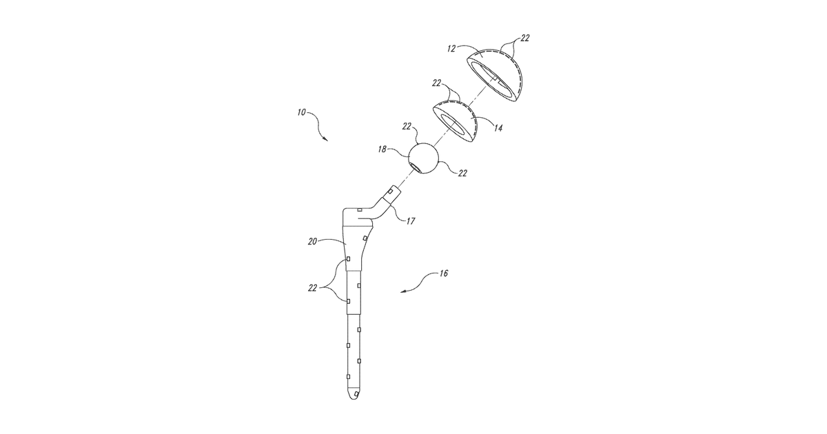Patent drawing for Devices, systems and methods for monitoring hip replacements