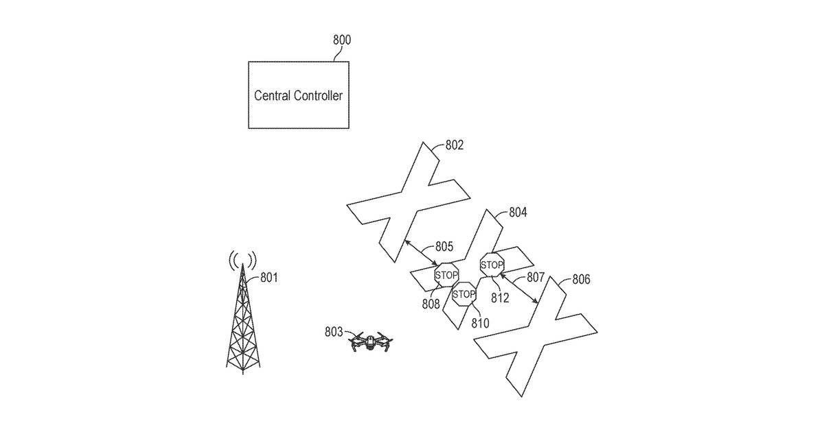Patent drawing for Drone-based traffic control and V2X enhancements
