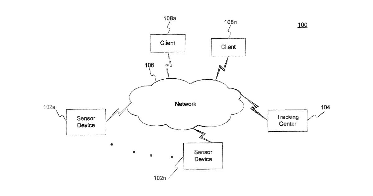 Patent drawing for Sensor based logistics system