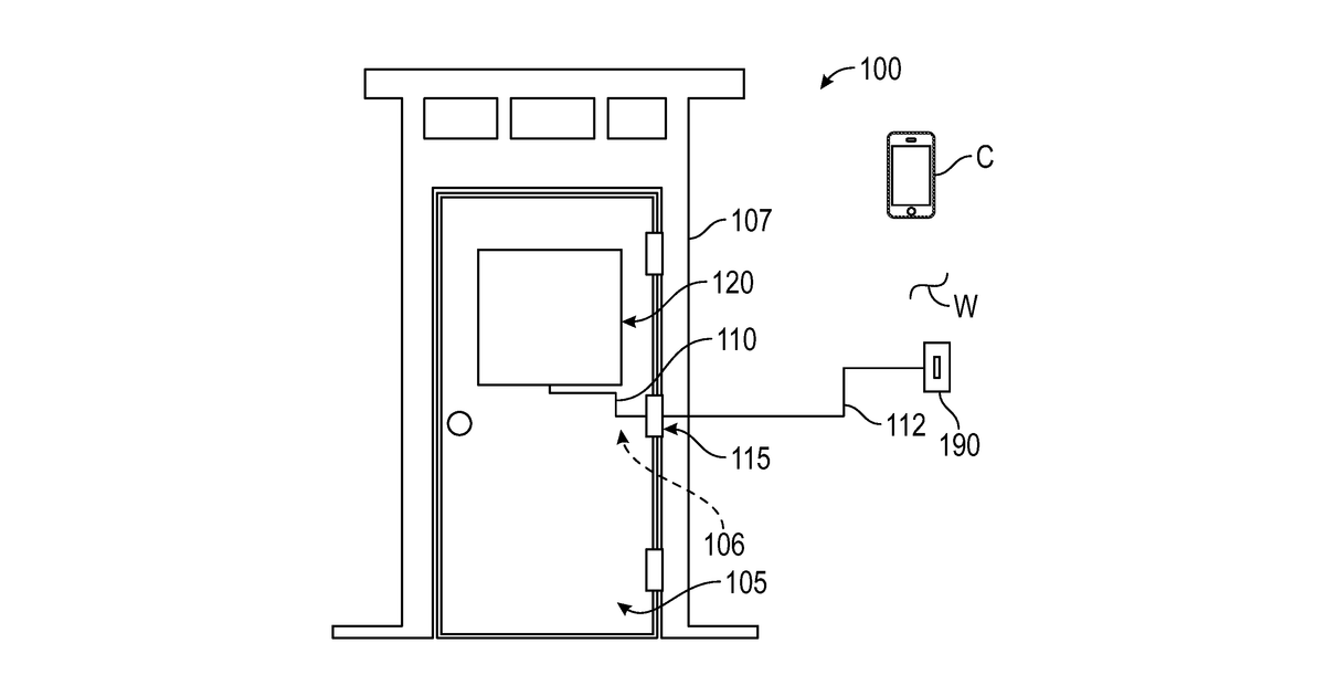 Patent drawing for Electronic door system