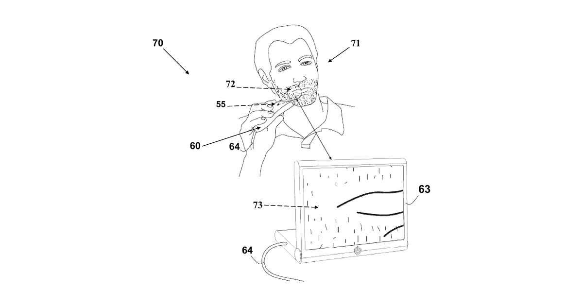 Patent drawing for Electric shaver with imaging capability