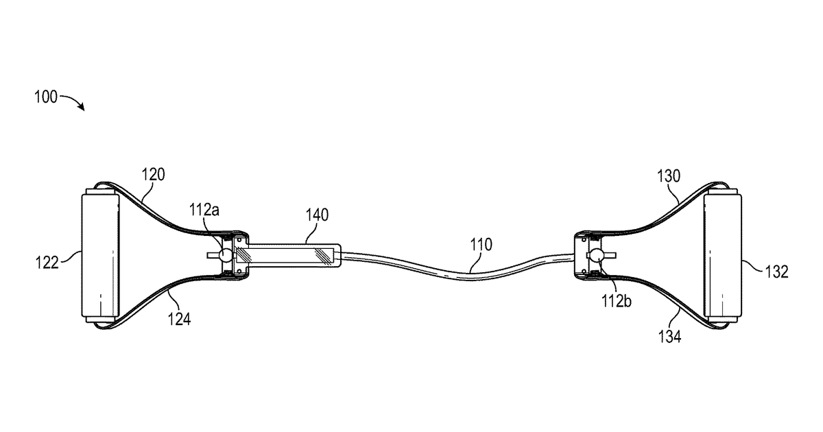 Patent drawing for Remote-sensing, bluetooth-enabled resistance exercise band
