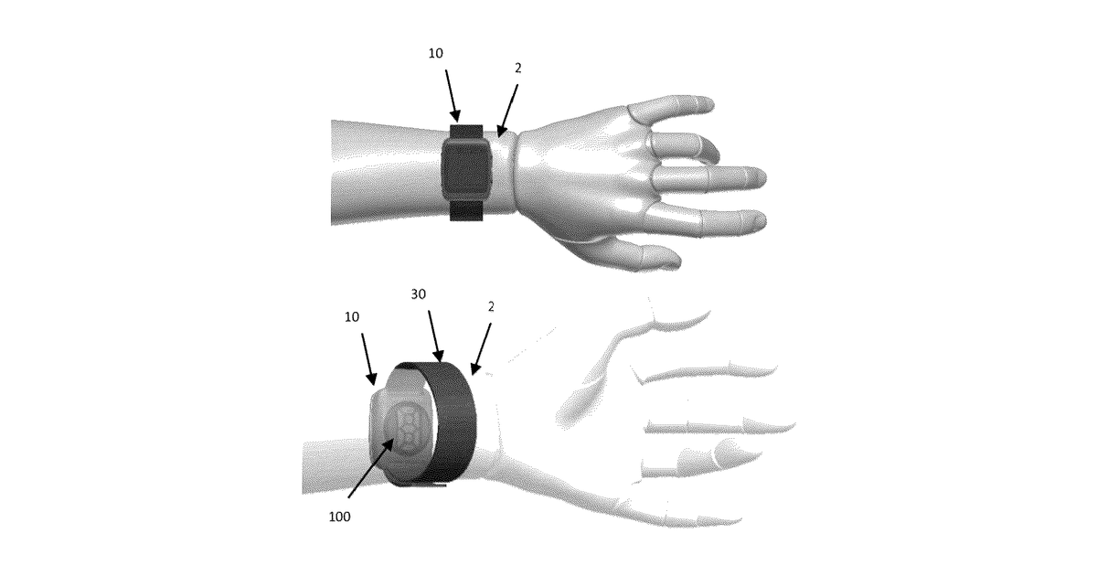 Patent drawing for Wearable device with physiological parameters monitoring