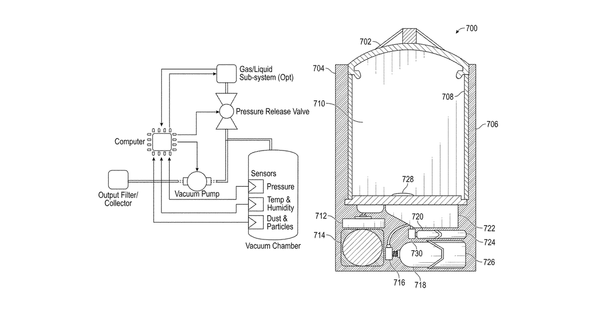 Patent drawing for Vacuum-based method and apparatus for cleaning soiled articles
