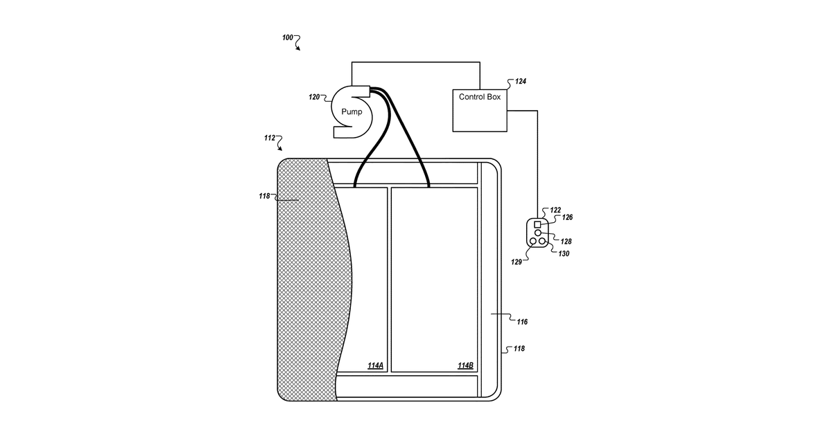 Patent drawing for Bed having features for improving a sleeper's body thermoregulation during sleep