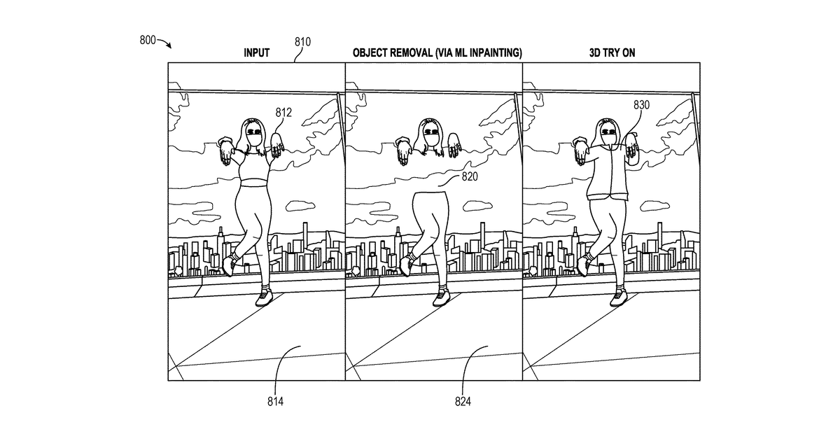 Patent drawing for Real-time machine learning based in-painting