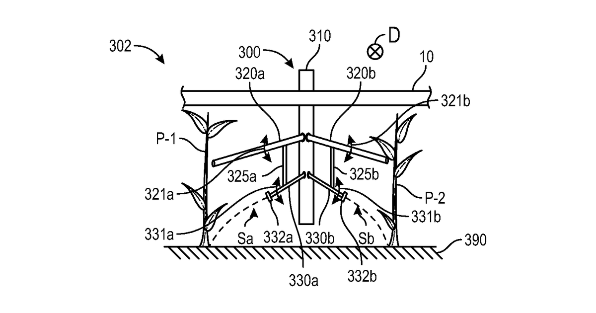 Patent drawing for Implements and application units having sensors for sensing agricultural plants of agricultural fields