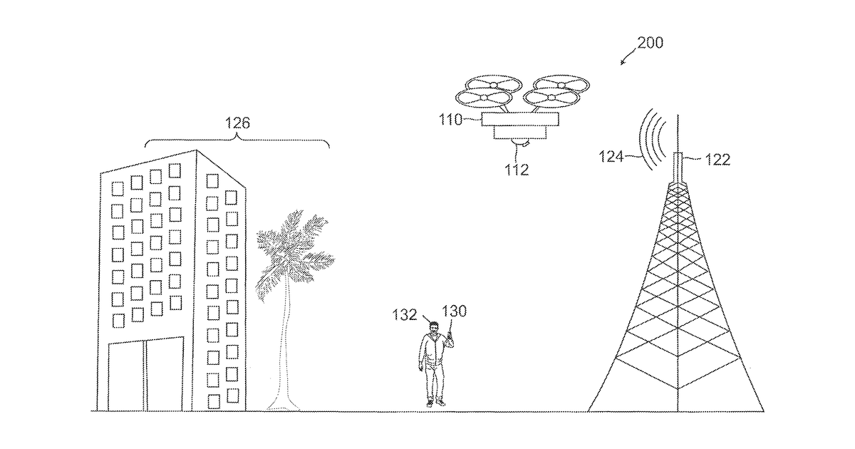 Patent drawing for Unmanned aerial vehicle drive testing and mapping of carrier signals