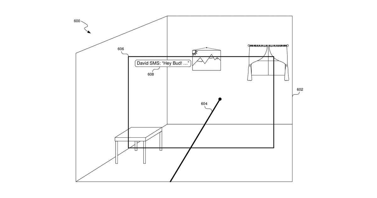Patent drawing for Look to pin on an artificial reality device
