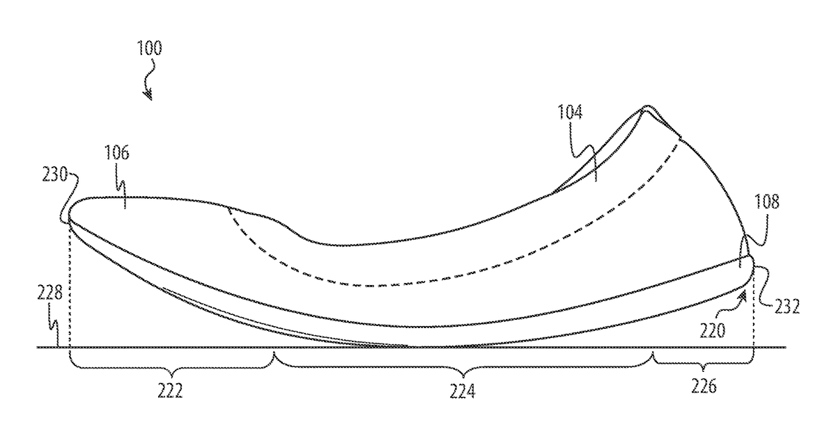 Patent drawing for Knit shoes with elastic region