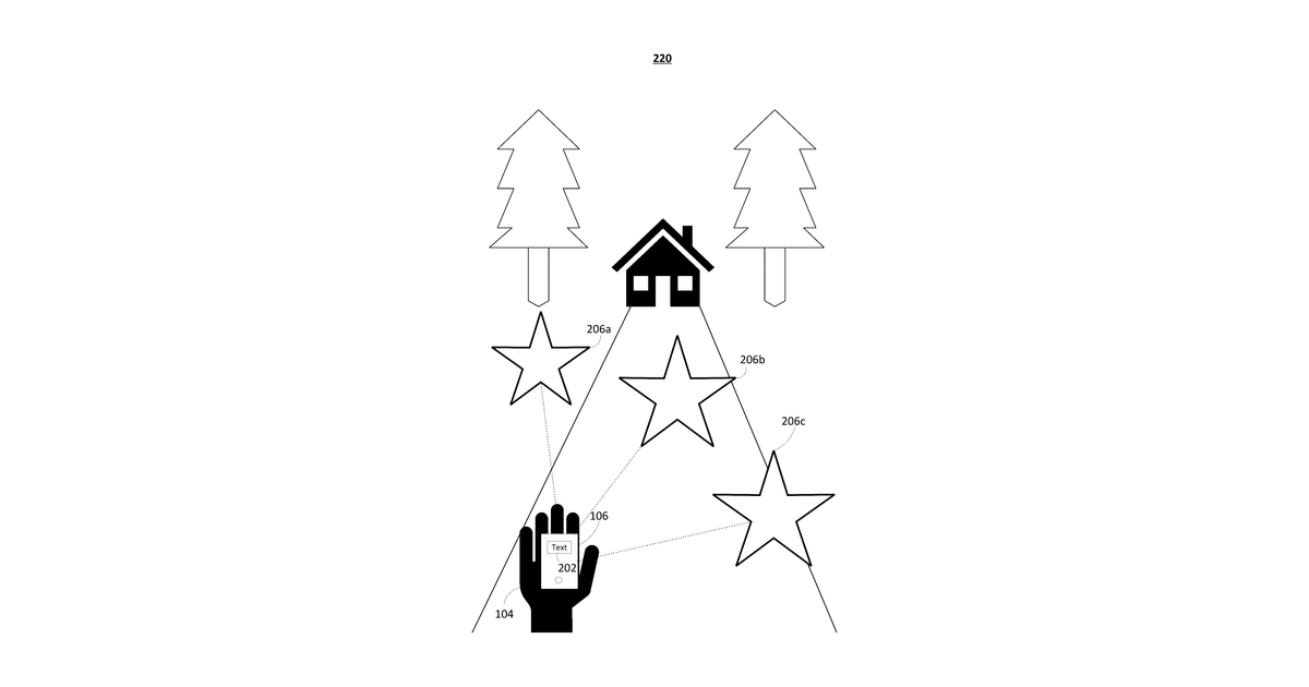 Patent drawing for Effect display based on text recognition and room scaling within an augmented reality environment