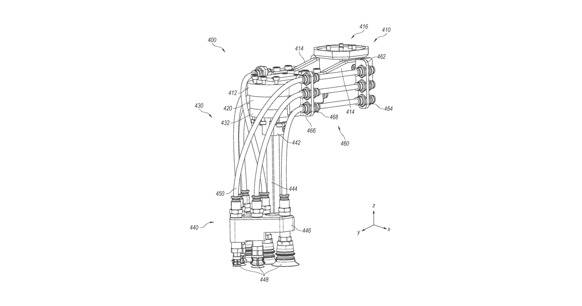 Patent drawing for Robotic systems with mass detection, and related systems and methods