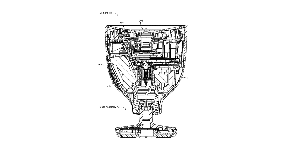 Patent drawing for Camera assembly with concave-shaped front face