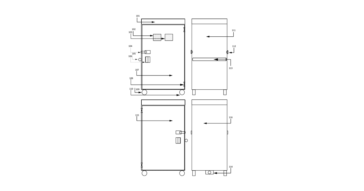 Patent drawing for Equipment disinfection cabinet