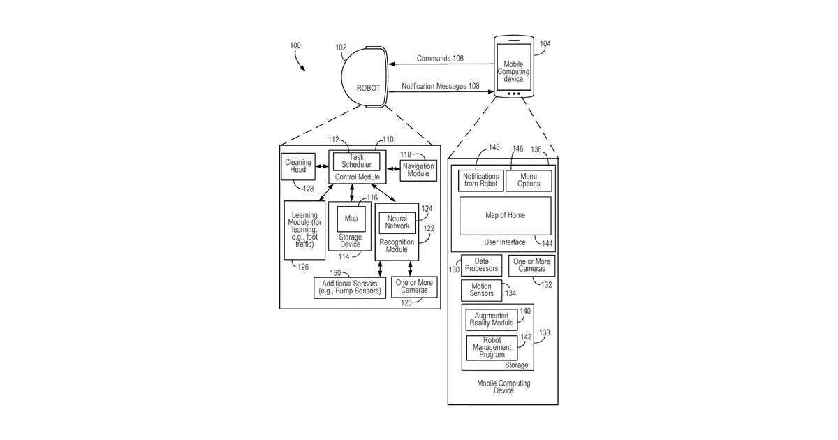 Patent drawing for Mobile cleaning robot artificial intelligence for situational awareness