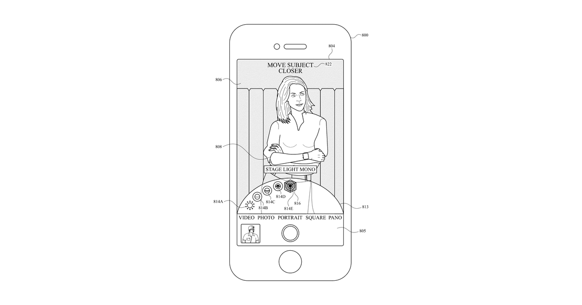 Patent drawing for User interface camera effects