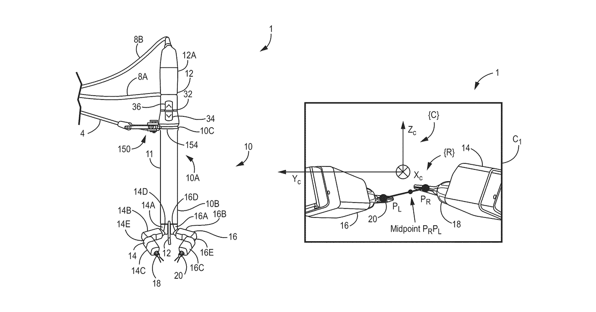 Patent drawing for Robotic surgical devices with tracking camera technology and related systems and methods