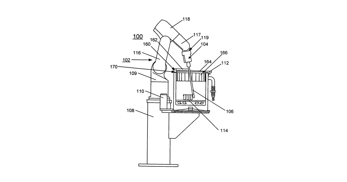 Patent drawing for Robot-based automation system for cryogenic crystal sample mounting