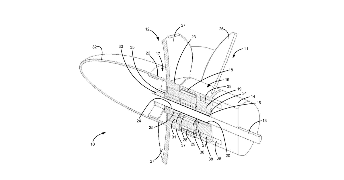 Patent drawing for Counter-Rotating Integrated Propeller Assembly