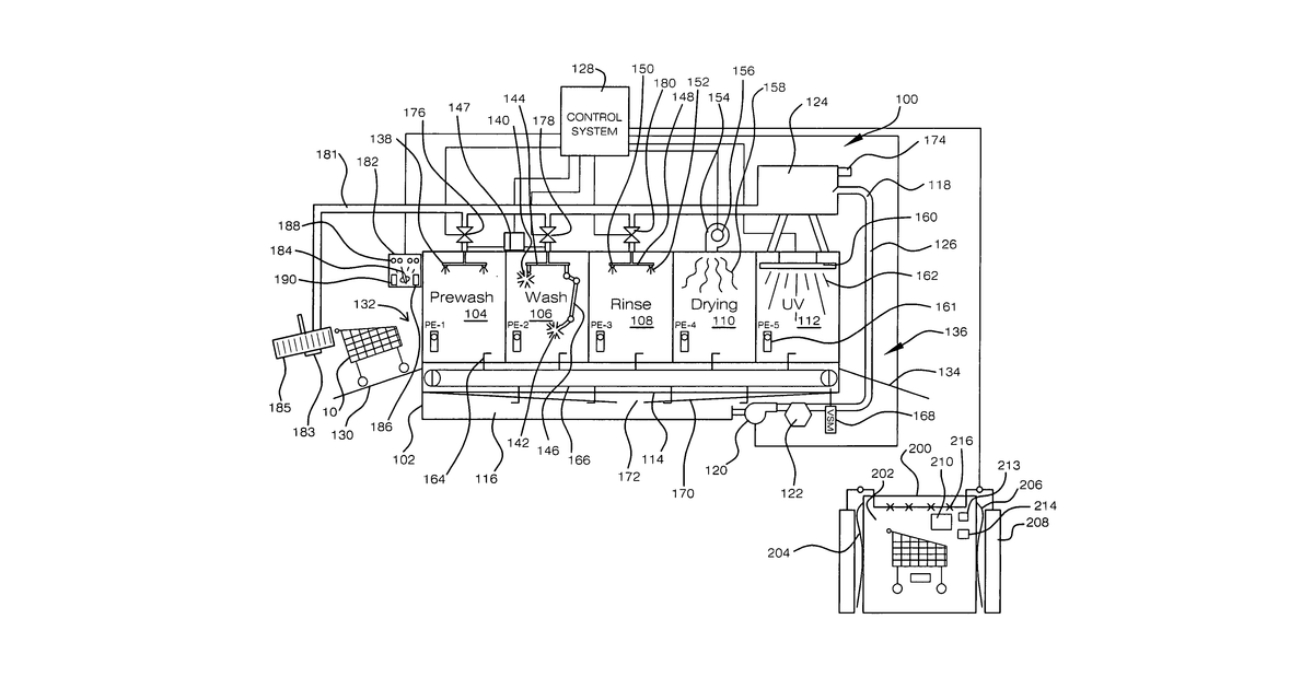 Patent drawing for Cleaning system for shopping carts