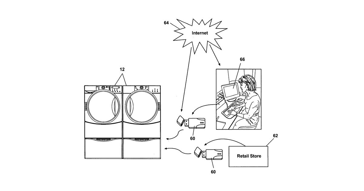 Patent drawing for Consumable holder with electronics to communicate with an appliance