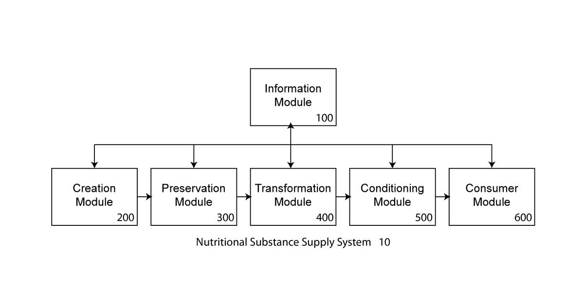 Patent drawing for Conditioning system for nutritional substances