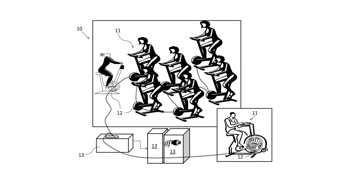 Patent drawing for Energy generator powered by gym facility