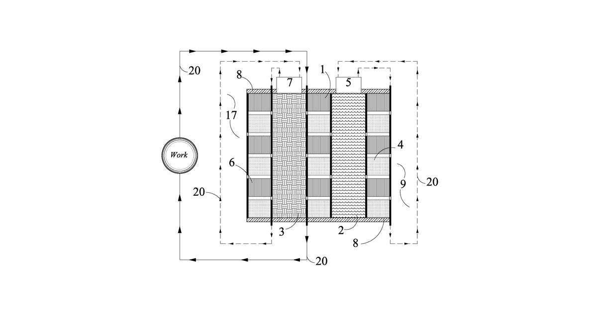 Patent drawing for Systems, methods and/or apparatus for thermoelectric energy generation