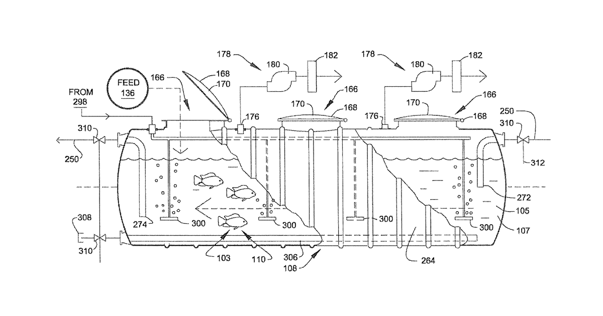 Patent drawing for Organic fishery system having cleaning and heating features
